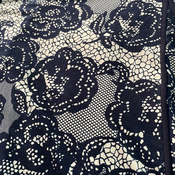 Dressbarn Blue and White Floral, Open-Shoulder Dress (Size: 10) - Picture 2 of 2